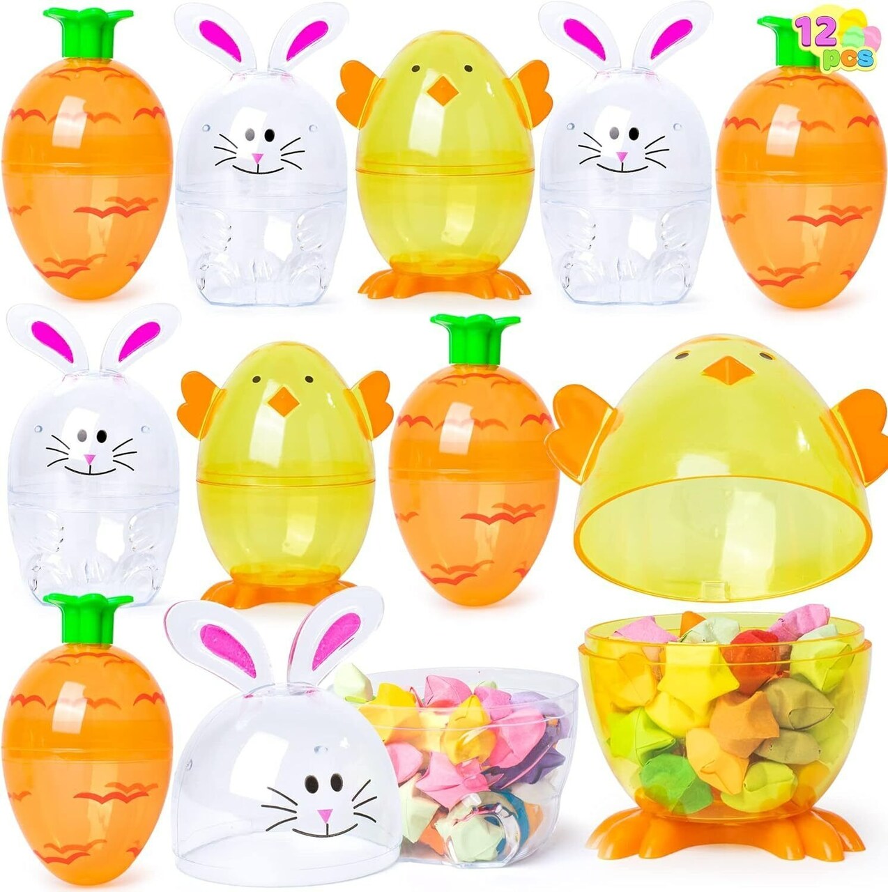 12 Pcs 3.95 Inches Easter Eggs Shell Bunny Shaped Novelty Basket Stuffers